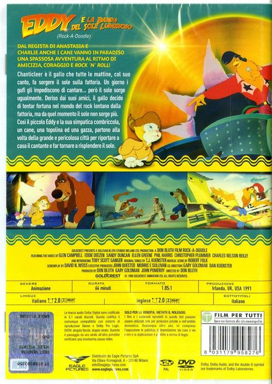 Eddy e la banda del sole luminoso (DVD) di Don Bluth,Gary Goldman - DVD - 2