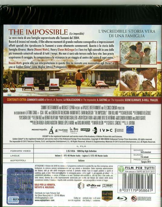 The Impossible (DVD + Blu-ray) di J. A. Bayona - DVD + Blu-ray - 2