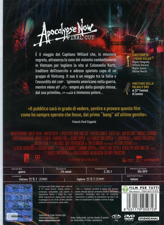 Apocalypse Now Final Cut (DVD con calendario 2021) di Francis Ford Coppola - DVD - 2