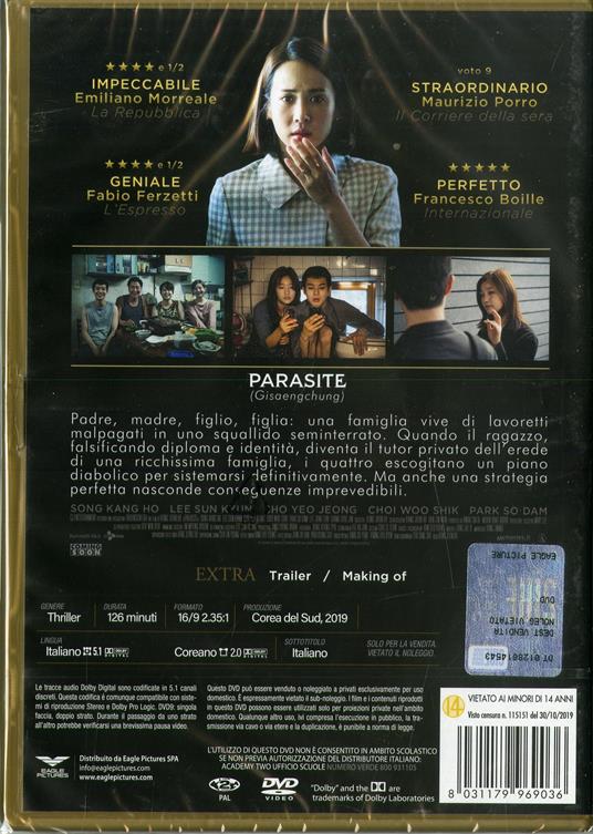 Parasite (DVD) di Bong Joon Ho - DVD - 2