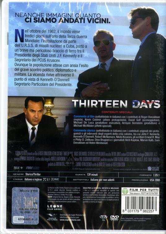 Thirteen Days (DVD con calendario 2021) di Roger Donaldson - DVD - 2