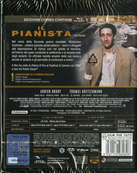 Il pianista. Con calendario 2021 (DVD + Blu-ray) di Roman Polanski - DVD + Blu-ray - 2