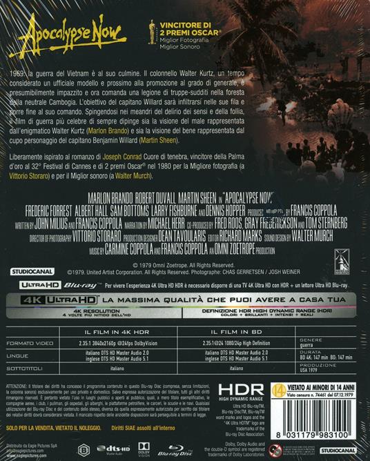 Apocalypse Now. Con card numerata (Blu-ray + Blu-ray Ultra HD 4K) di Francis Ford Coppola - Blu-ray + Blu-ray Ultra HD 4K - 2