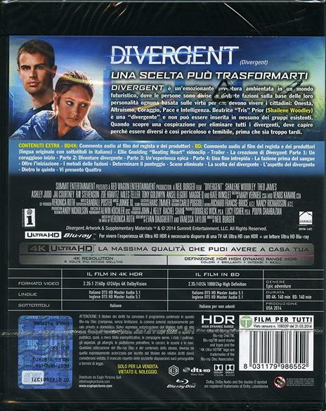 The Divergente Series. Divergent (Blu-ray + Blu-ray Ultra HD 4K) di Neil Burger - Blu-ray + Blu-ray Ultra HD 4K - 2