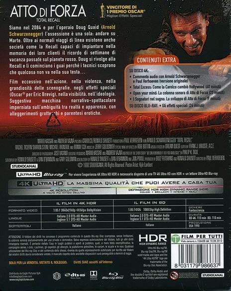 Atto di forza (Blu-ray + Blu-ray Ultra HD 4K) di Paul Verhoeven - Blu-ray + Blu-ray Ultra HD 4K - 2