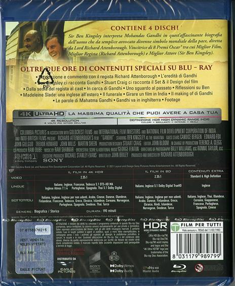 Gandhi (2 Blu-ray + 2 Blu-ray Ultra HD 4K) di Richard Attenborough - Blu-ray + Blu-ray Ultra HD 4K - 2