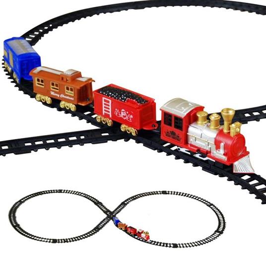 Trenino Natalizio Sotto Albero Treno Elettrico Pista a 8 Locomotiva 3 Vagoni