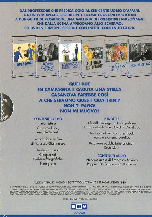 Il cinema di Eduardo De Filippo. Siamo tutti napoletani (6 DVD) di Carlo Ludovico Bragaglia,Eduardo De Filippo,Esodo Pratelli,Gennaro Righelli,Giorgio C. Simonelli - 2