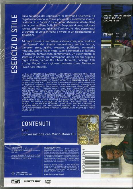 Esercizi di stile di Sergio Citti,Volfango De Biasi,Claudio Fragasso,Alex Infascelli,Francesco Laudadio,Luigi Magni,Mario Monicelli,Pino Quartullo,Dino Risi,Faliero Rosati,Cinzia Th Torrini,Alessandro Piva,Lorenzo Mieli,Maurizio Dell'Orso - DVD - 2