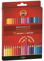 Pastelli acquarellabili Mondeluz Koh-I-Noor con mina gigante 3,8 mm. Confezione 36 matite colorate