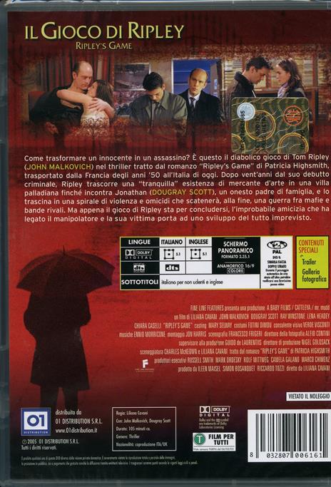 Il gioco di Ripley di Liliana Cavani - DVD - 2