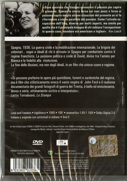 Terra e libertà di Ken Loach - DVD - 2