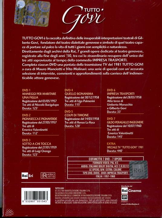 Tutto Govi (7 DVD) di Niccolò Bacigalupo,Gilberto Govi,Umberto Morucchio,Luigi Orengo,Ugo Palmerini,Emerico Valentinetti - 2