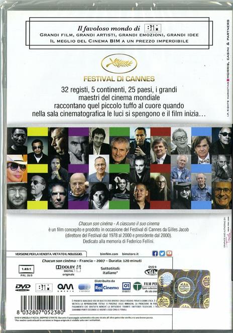 Chacun Son Cinema. A ciascuno il suo cinema di Thodoros Anghelopulos,Olivier Assayas,Bille August,Jane Campion,Yussef Chahine,Kaige Chen,Michael Cimino - DVD - 2