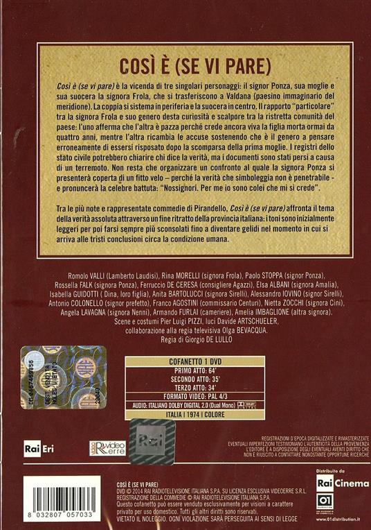 Così è (se vi pare) di Vittorio Cottafavi,Giorgio De Lullo - DVD - 2