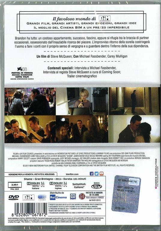 Shame (DVD) di Steve McQueen - DVD - 2
