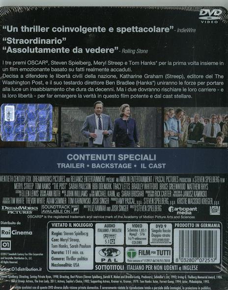 The Post. Con Steelbook (DVD) di Steven Spielberg - DVD - 2