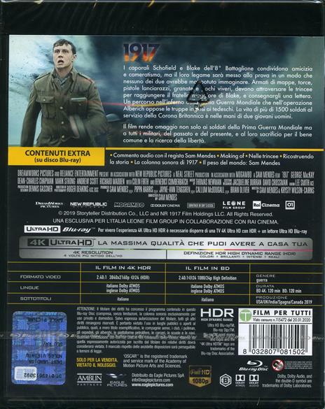 1917 4K (Blu-ray + Blu-ray Ultra HD 4K) di Sam Mendes - Blu-ray + Blu-ray Ultra HD 4K - 2