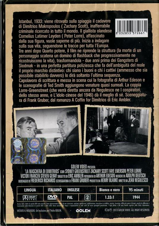 La maschera di Dimitrios di Jean Negulesco - DVD - 2
