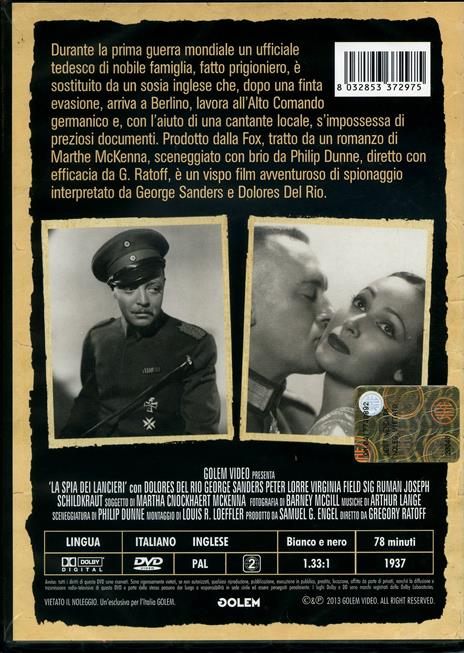 La spia dei lancieri di Gregory Ratoff - DVD - 2