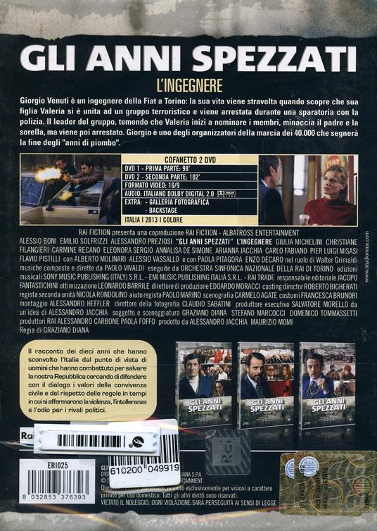 Gli anni spezzati. L'ingegnere (2 DVD) di Graziano Diana - DVD - 2