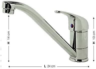 Rubinetto Miscelatore Lavello Cucina Finitura Cromo H.13x24 Cm - 2