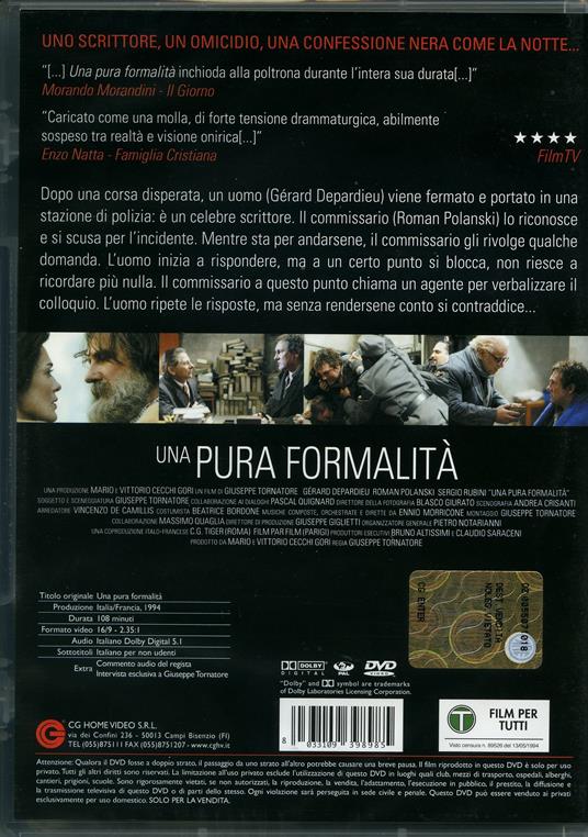 Una pura formalità di Giuseppe Tornatore - DVD - 2
