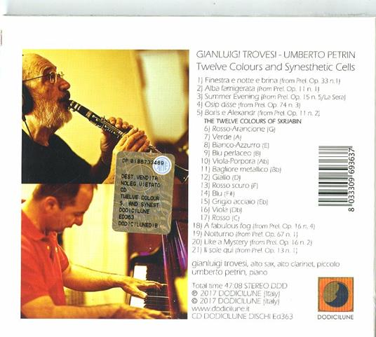 Twelve Colours and Synesthetic Cells - CD Audio di Gianluigi Trovesi,Umberto Petrin - 2