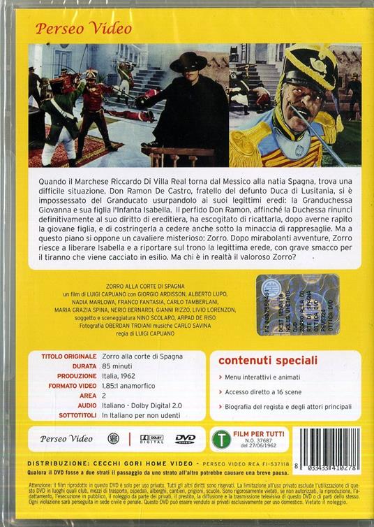Zorro alla corte di Spagna di Luigi Capuano - DVD - 2