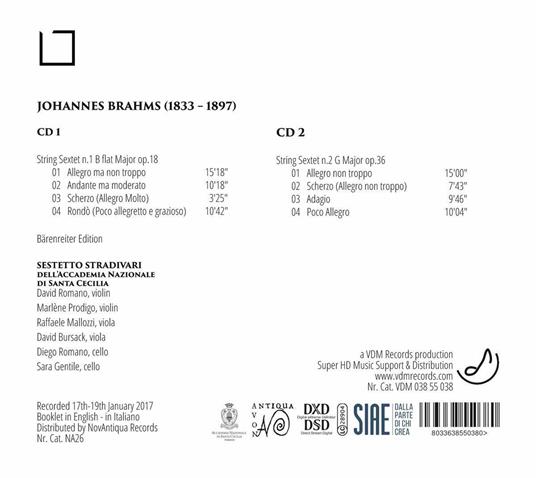 Sestetti op.18, op.36 - CD Audio di Johannes Brahms,Sestetto Stradivari - 2