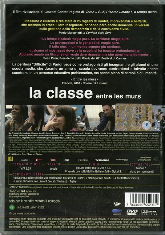 La classe. Entre les murs di Laurent Cantet - DVD - 2