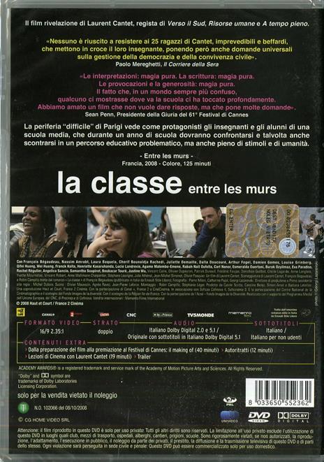 La classe. Entre les murs di Laurent Cantet - DVD - 2