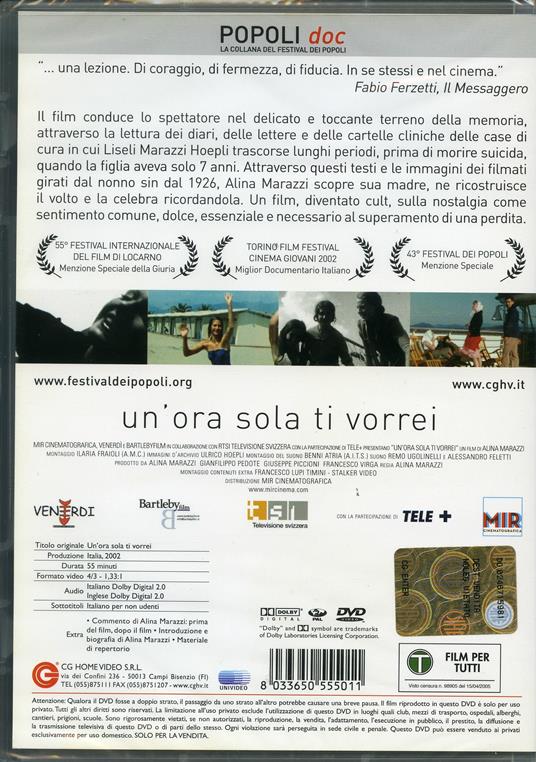 Un'ora sola ti vorrei di Alina Marazzi - DVD - 2