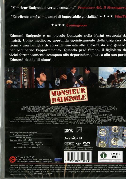 Monsieur Batignole di Gerard Jugnot - DVD - 2