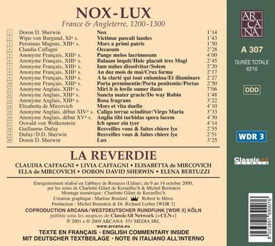 Non - Lux - France - Angleterre - CD Audio di La Reverdie - 2