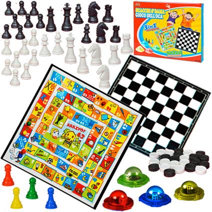 Ginmar: Giochi Tavolo - (207D) - Conf. Giochi 3 In 1 Dama Scacchi Oca