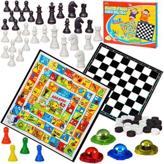 Ginmar: Giochi Tavolo - (207D) - Conf. Giochi 3 In 1 Dama Scacchi Oca