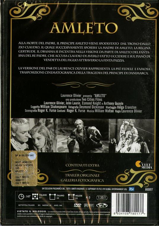 Amleto di Laurence Olivier - DVD - 2