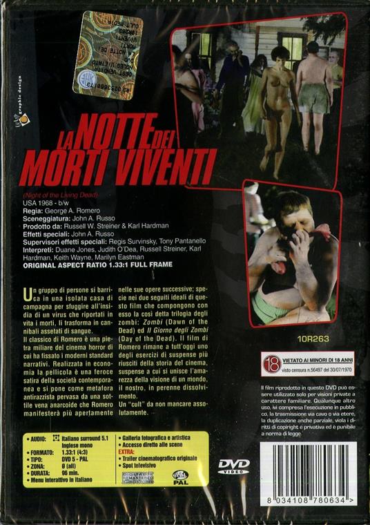 La notte dei morti viventi di George A. Romero - DVD - 2