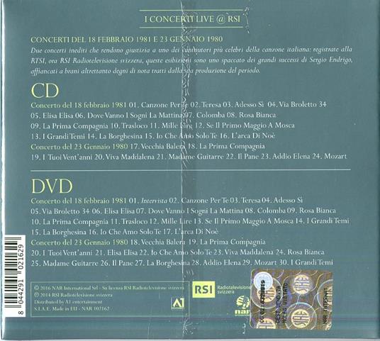 Live Collection 18 febbraio 1981 - 23 gennaio 1980 - CD Audio + DVD di Sergio Endrigo - 2