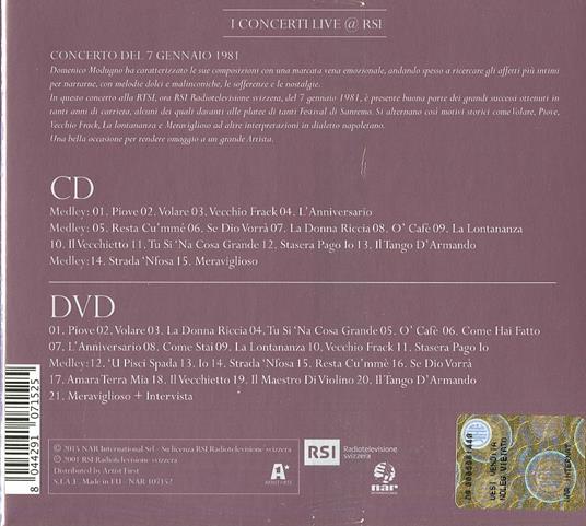 Live Collection. I Concerti Live @ Rsi 7 Gennaio 1981 (Original Remastered) - CD Audio + DVD di Domenico Modugno - 2