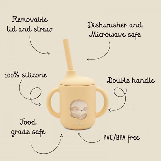 Bicchiere con cannuccia in silicone - Bradipo Gnawy - 3