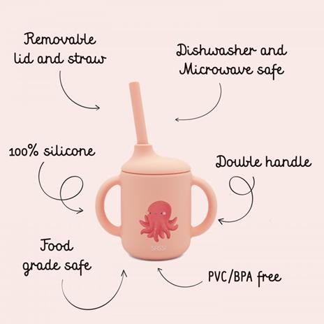 Bicchiere con cannuccia in silicone - Polpo Slurpy - 3