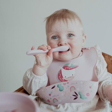 Bavaglino con tasca in silicone - Unicorno Sparkly - 3