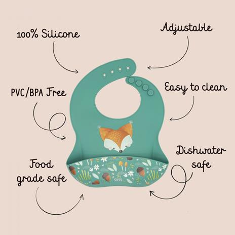 Bavaglino con tasca in silicone - Volpe Crunchy - 4