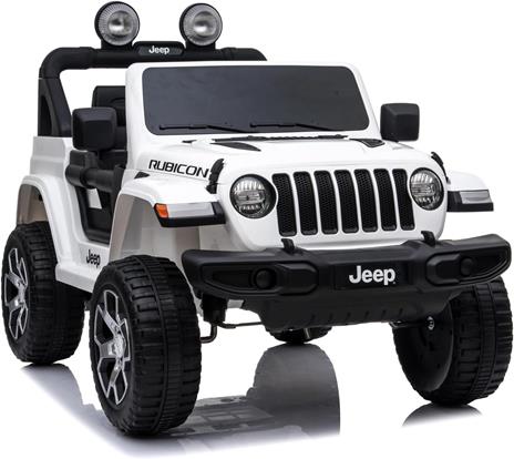 Auto Elettrica Macchina per Bambini 2 Posti Jeep Wrangler Rubicon Bianca 12V con Telecomando