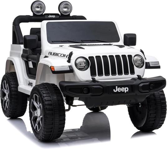Auto Elettrica Macchina per Bambini 2 Posti Jeep Wrangler Rubicon Bianca 12V con Telecomando