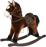 Cavallo a Dondolo Marrone, Peluche Cavalcabile, Nitrisce e Muove la Bocca