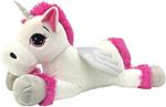Unicorno Peluche Sdraiato Gigante Biancoe e Fucsia