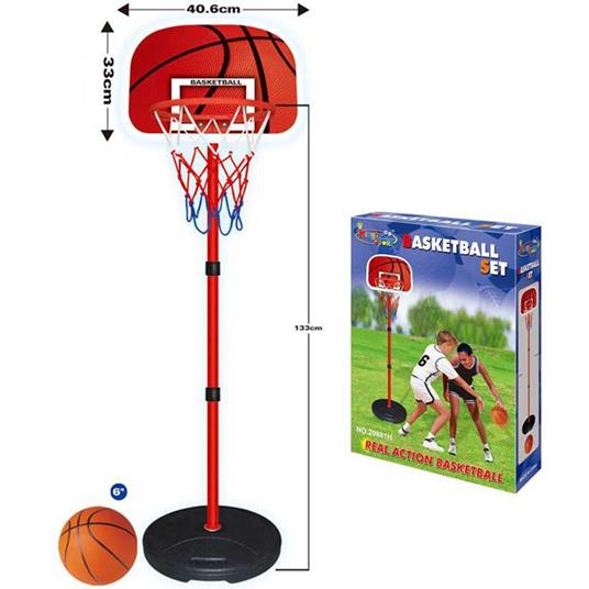 Basket Canestro Piantana Per Bambini Altezza Regolabile Fino 150 Cm Con Pallone - 2